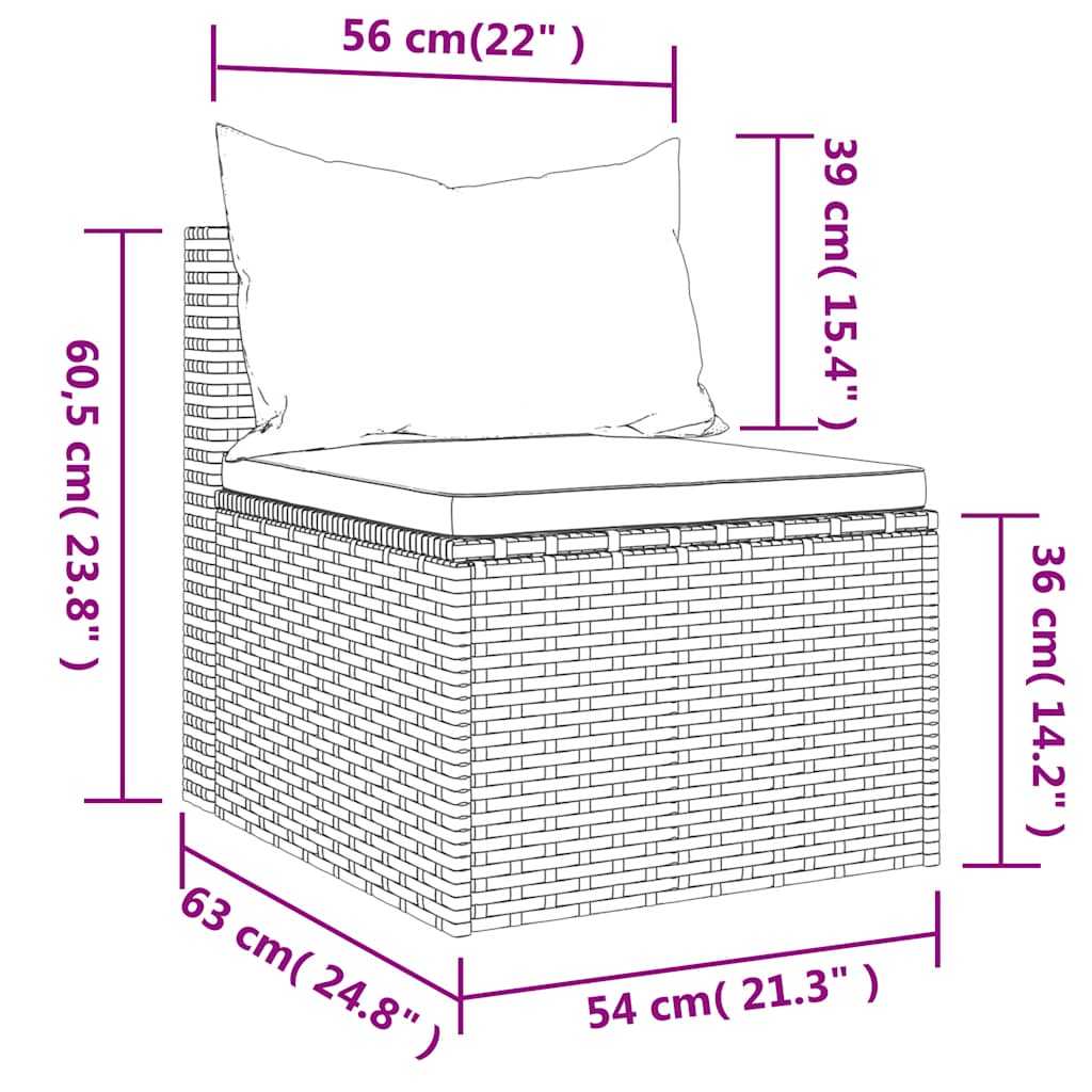 4-tlg. Garten-Sofagarnitur mit Kissen Schwarz Poly Rattan