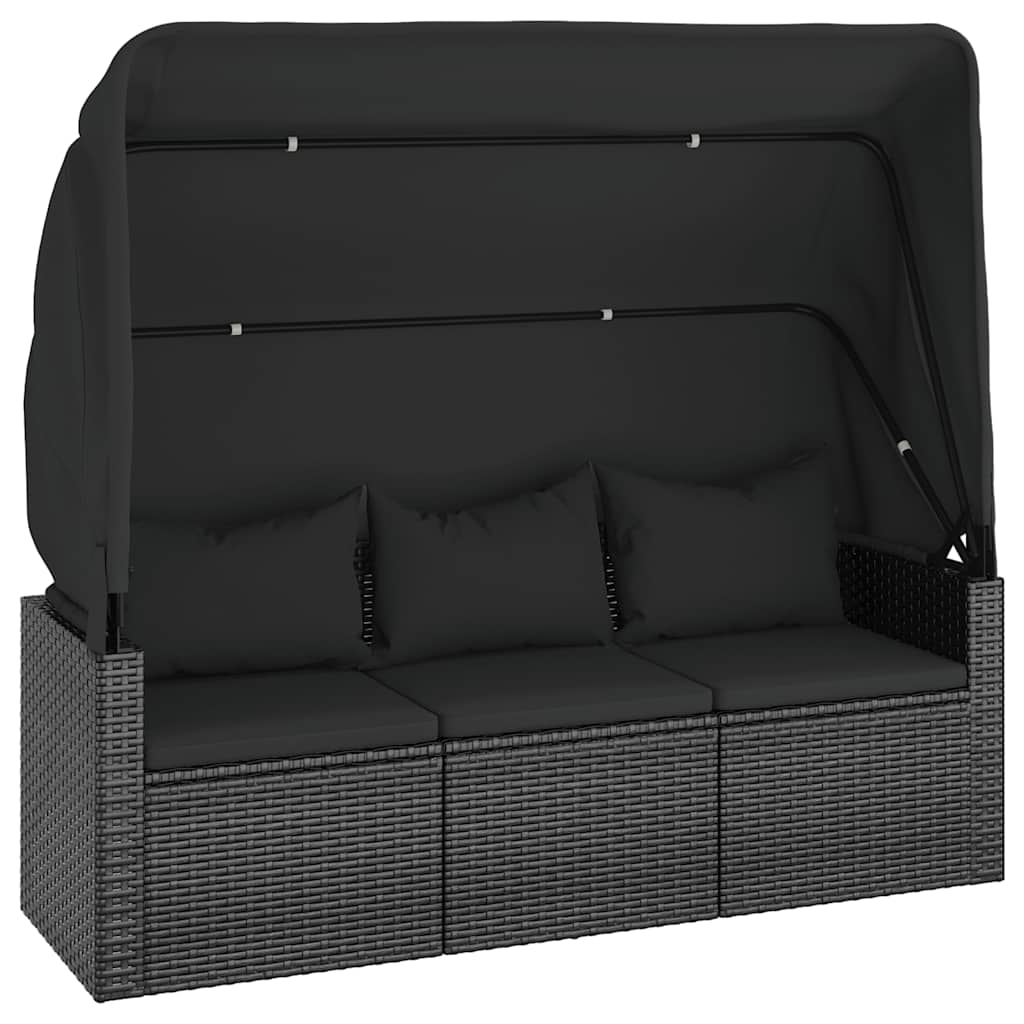4-tlg. Garten-Sofagarnitur mit Kissen Schwarz Poly Rattan