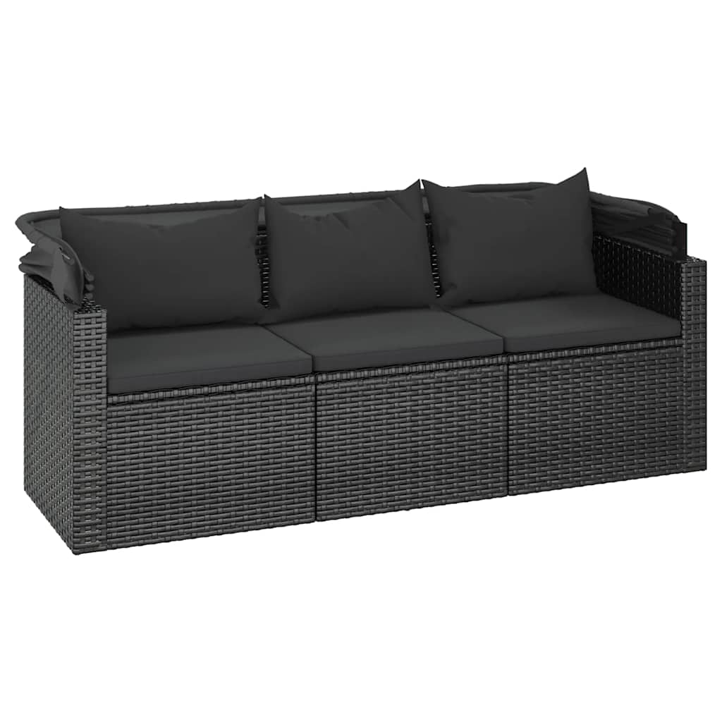 4-tlg. Garten-Sofagarnitur mit Kissen Schwarz Poly Rattan