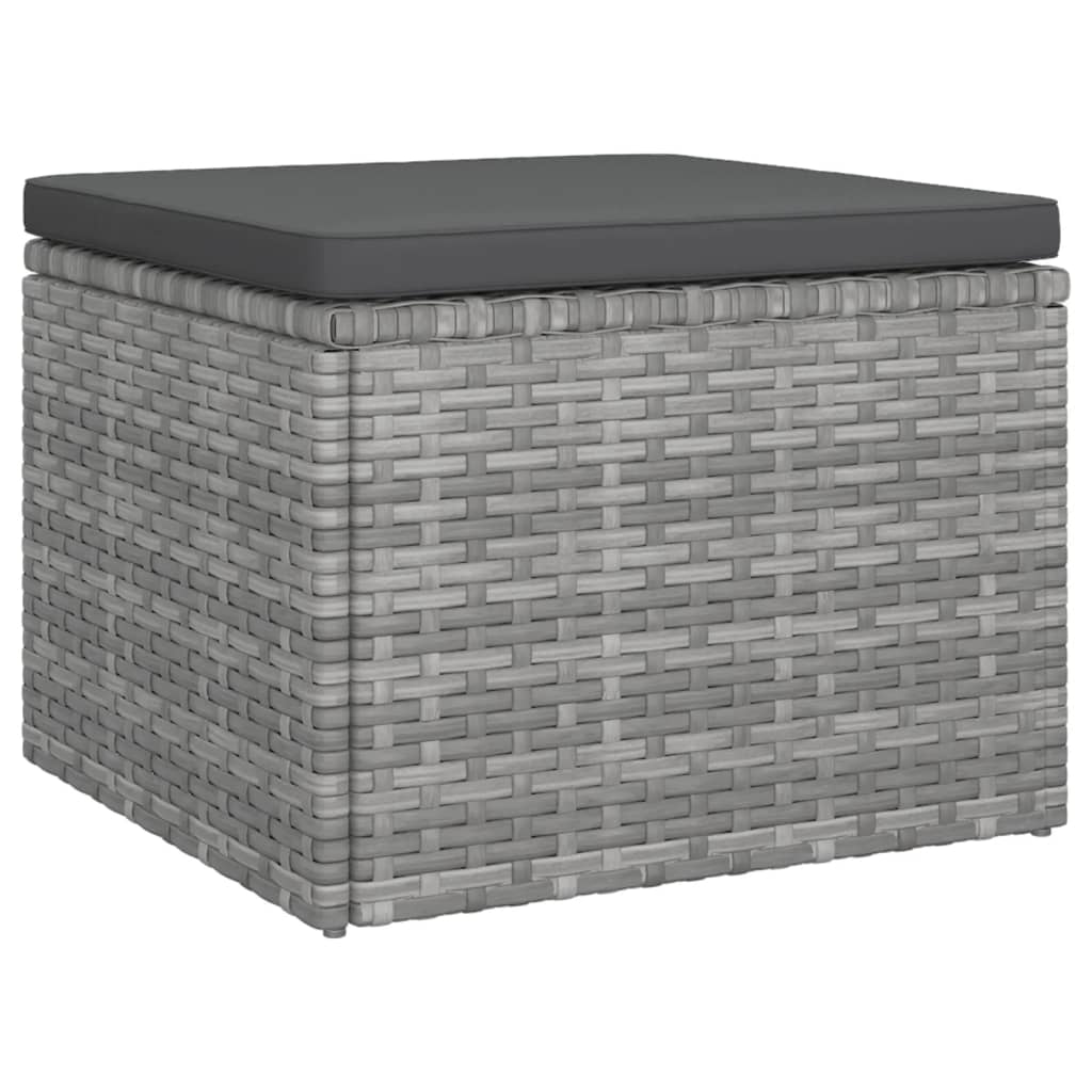 4-tlg. Garten-Sofagarnitur mit Kissen Grau Poly Rattan