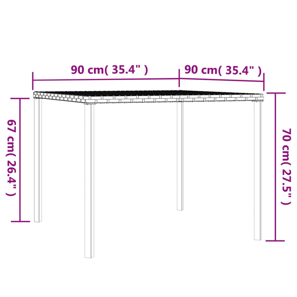6-tlg. Garten-Essgruppe mit Kissen Schwarz Poly Rattan