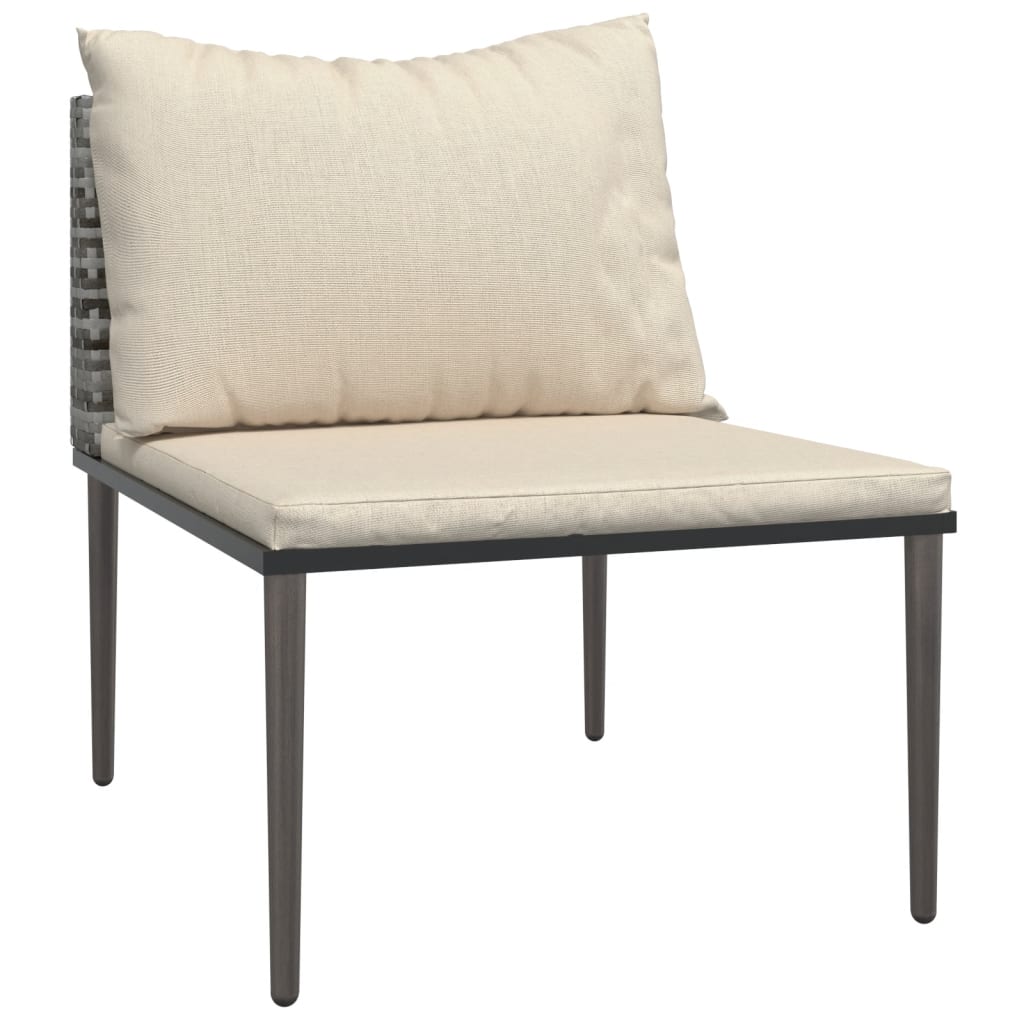 5-tlg. Garten-Lounge-Set mit Kissen Grau Poly Rattan