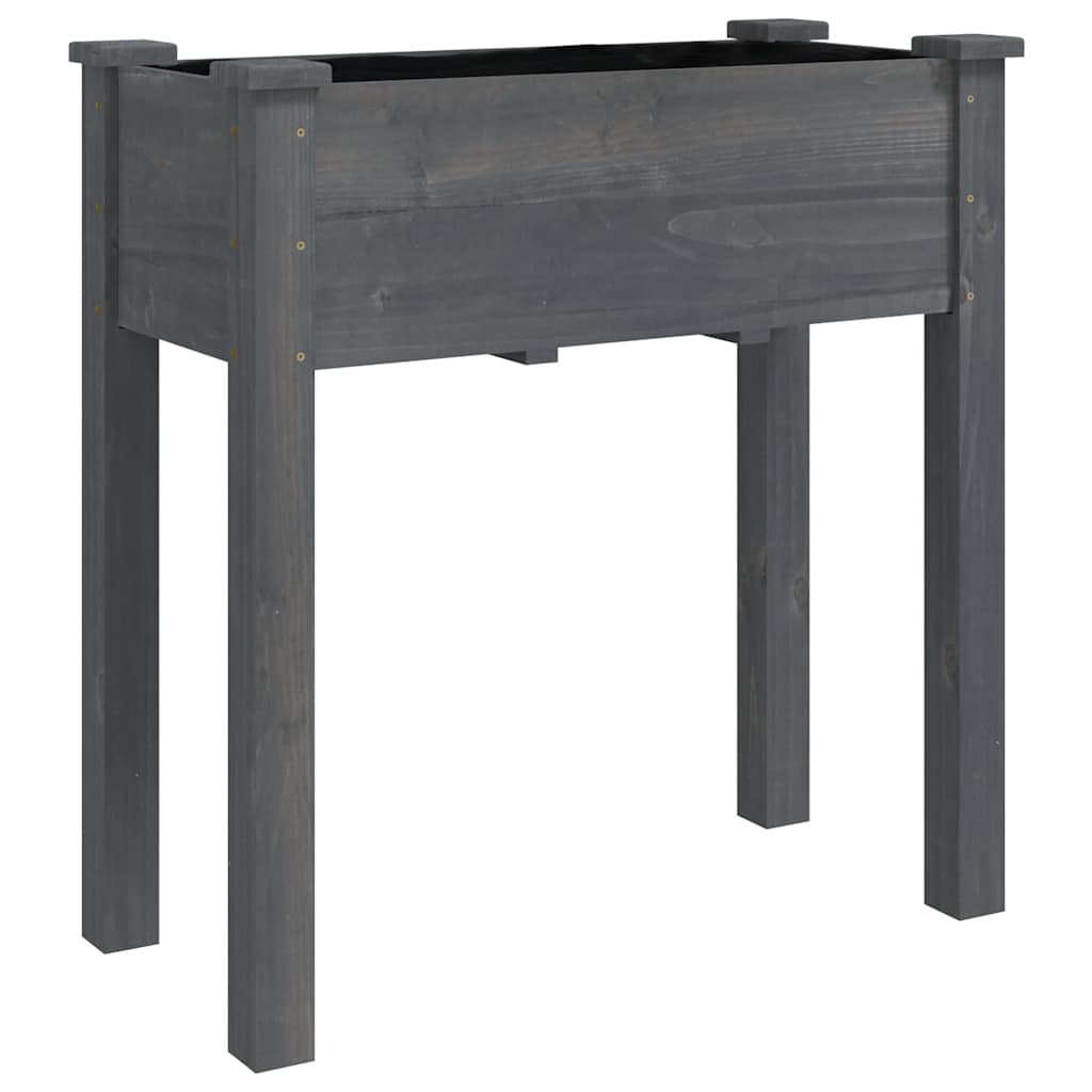 Pflanzkübel mit Einsatz und Rollen Grau 71x37x80 cm Tannenholz