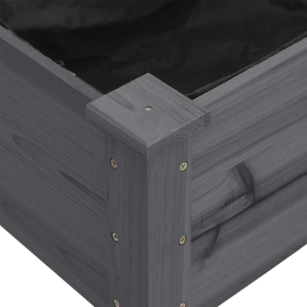 Pflanzkübel mit Einsatz und Rollen Grau 118x59x80 cm Tannenholz