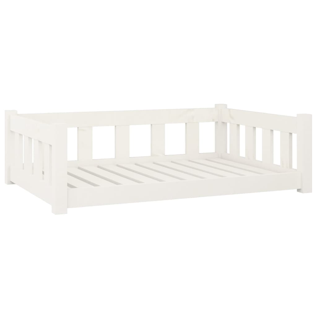 Lit pour chien blanc 95,5x65,5x28 cm en bois de pin massif