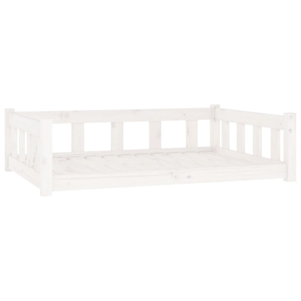 Lit pour chien blanc 105,5x75,5x28 cm en bois de pin massif