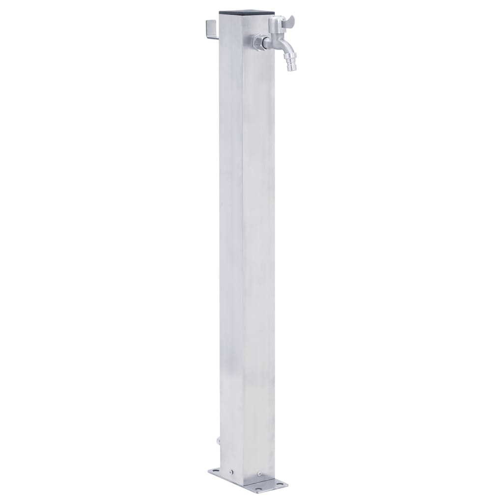 Colonne d'eau pour le jardin carrée en inox de 80 cm