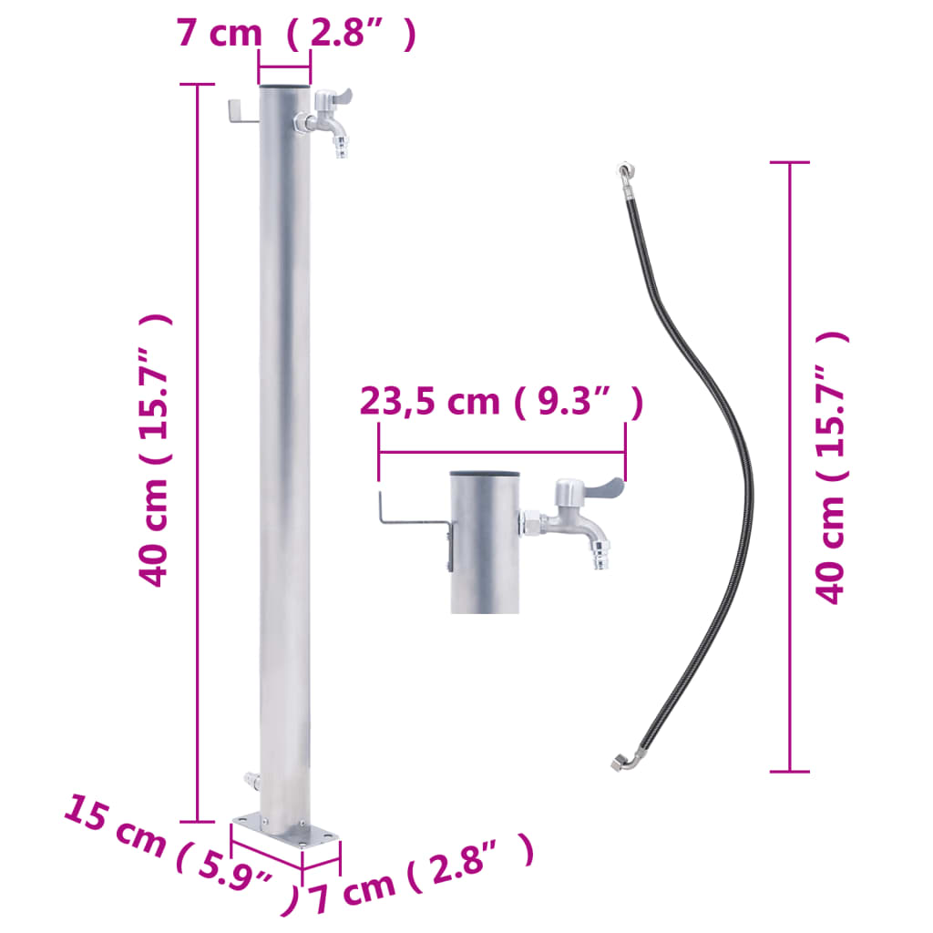 Colonne d'eau pour le jardin 40 cm ronde en acier inoxydable