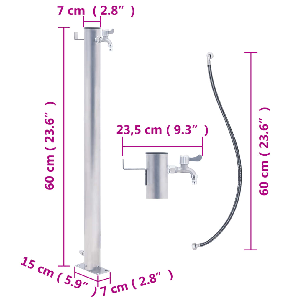 Colonne d'eau pour le jardin 60 cm ronde en acier inoxydable