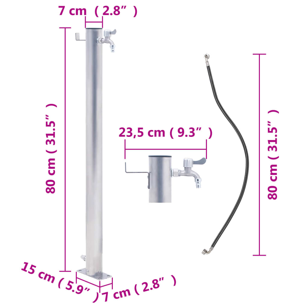 Colonne d'eau pour le jardin 80 cm ronde en acier inoxydable