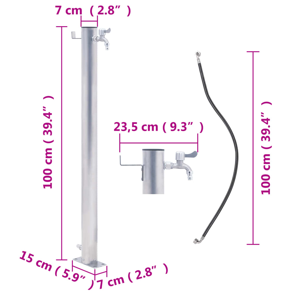 Colonne d'eau pour le jardin 100 cm ronde en acier inoxydable