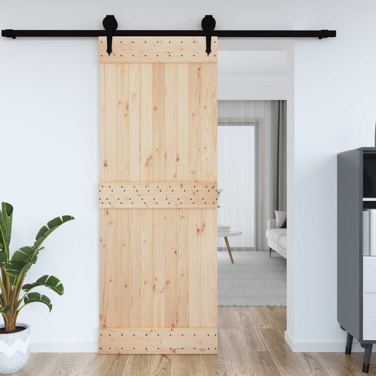 Glatte Tür NARVIK 85x210cm Massivkiefer (Unbehandelt) Natur