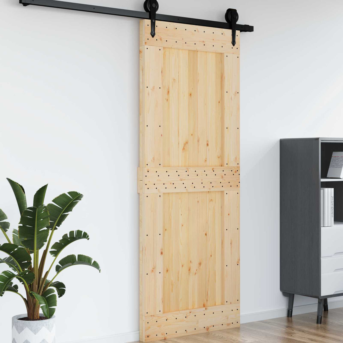 Schlichte Tür NARVIK 90x210 cm Massivkiefer (Unbehandelt) Natur