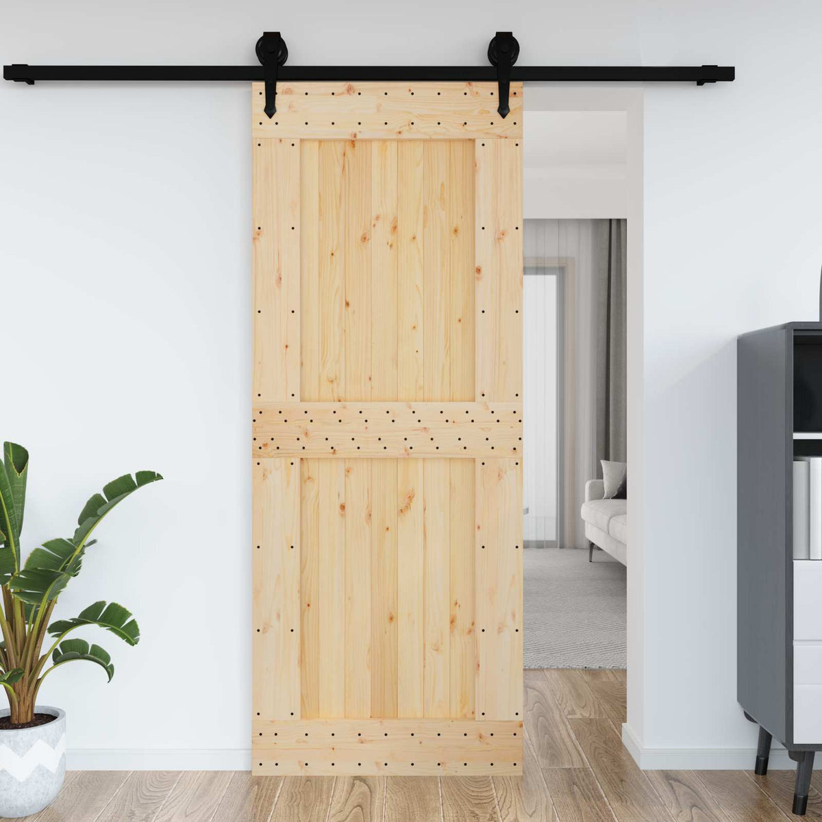 Schlichte Tür NARVIK 90x210 cm Massivkiefer (Unbehandelt) Natur