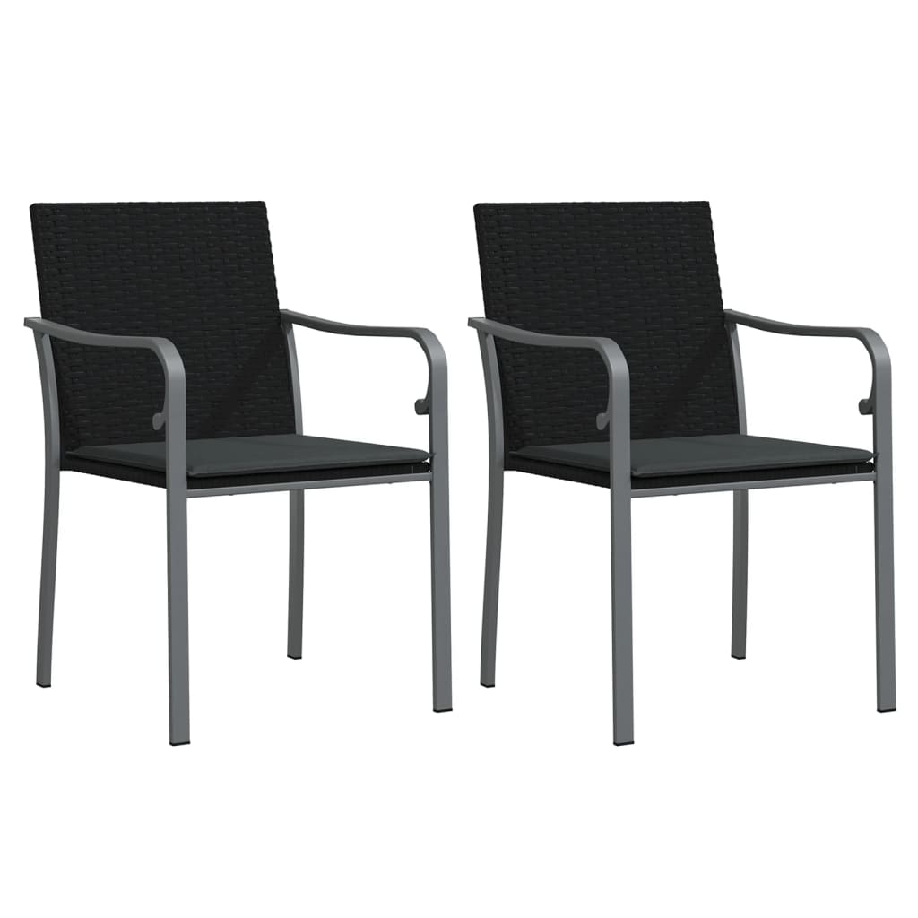 3-tlg. Garten-Essgruppe mit Kissen Poly Rattan und Stahl
