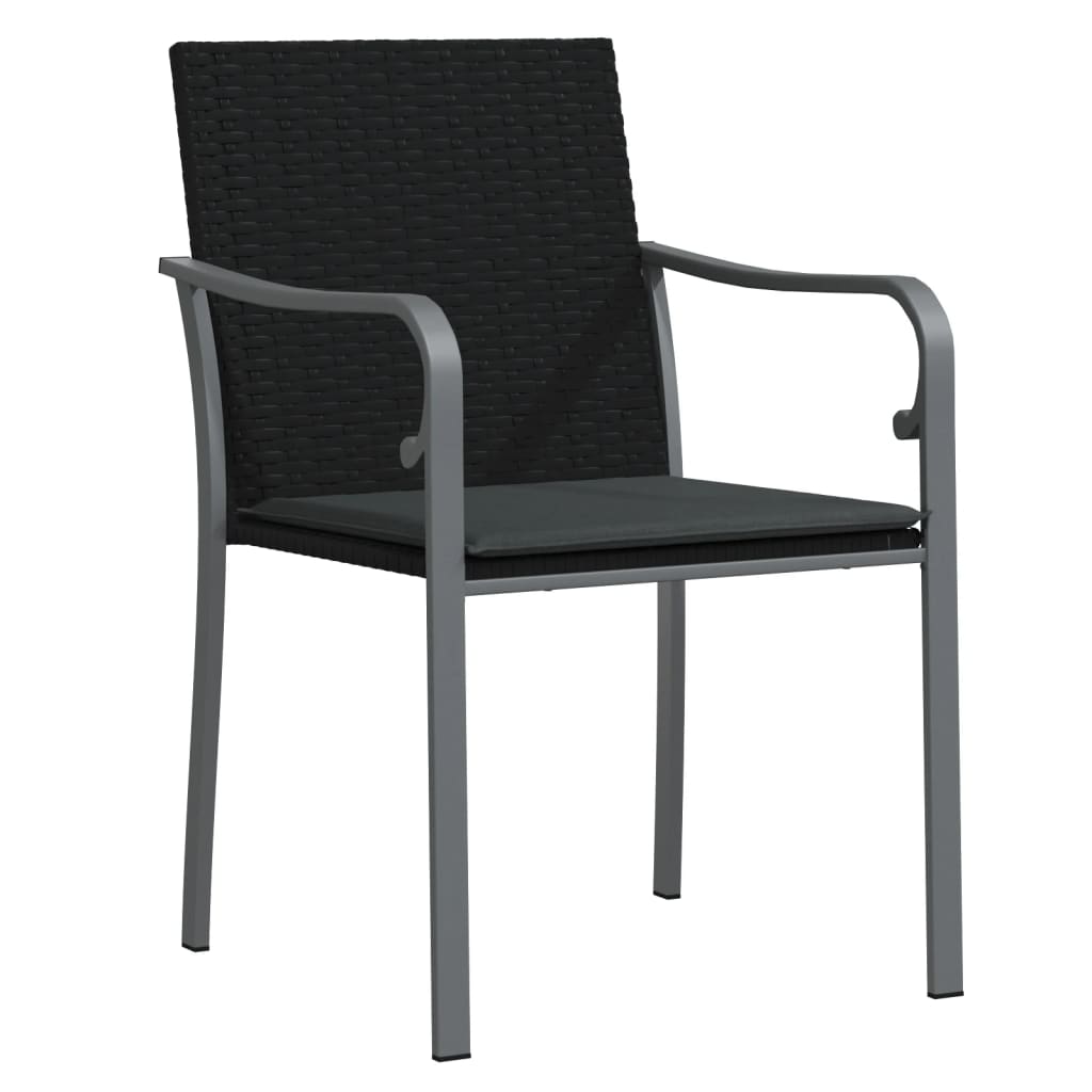 3-tlg. Garten-Essgruppe mit Kissen Poly Rattan und Stahl