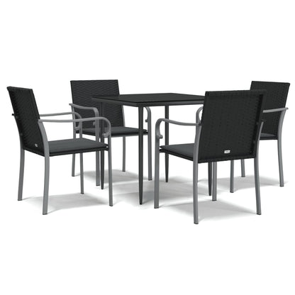 5-tlg. Garten-Essgruppe mit Kissen Poly Rattan und Stahl