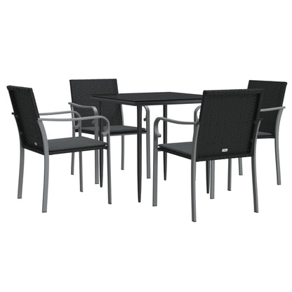 5-tlg. Garten-Essgruppe mit Kissen Poly Rattan und Stahl