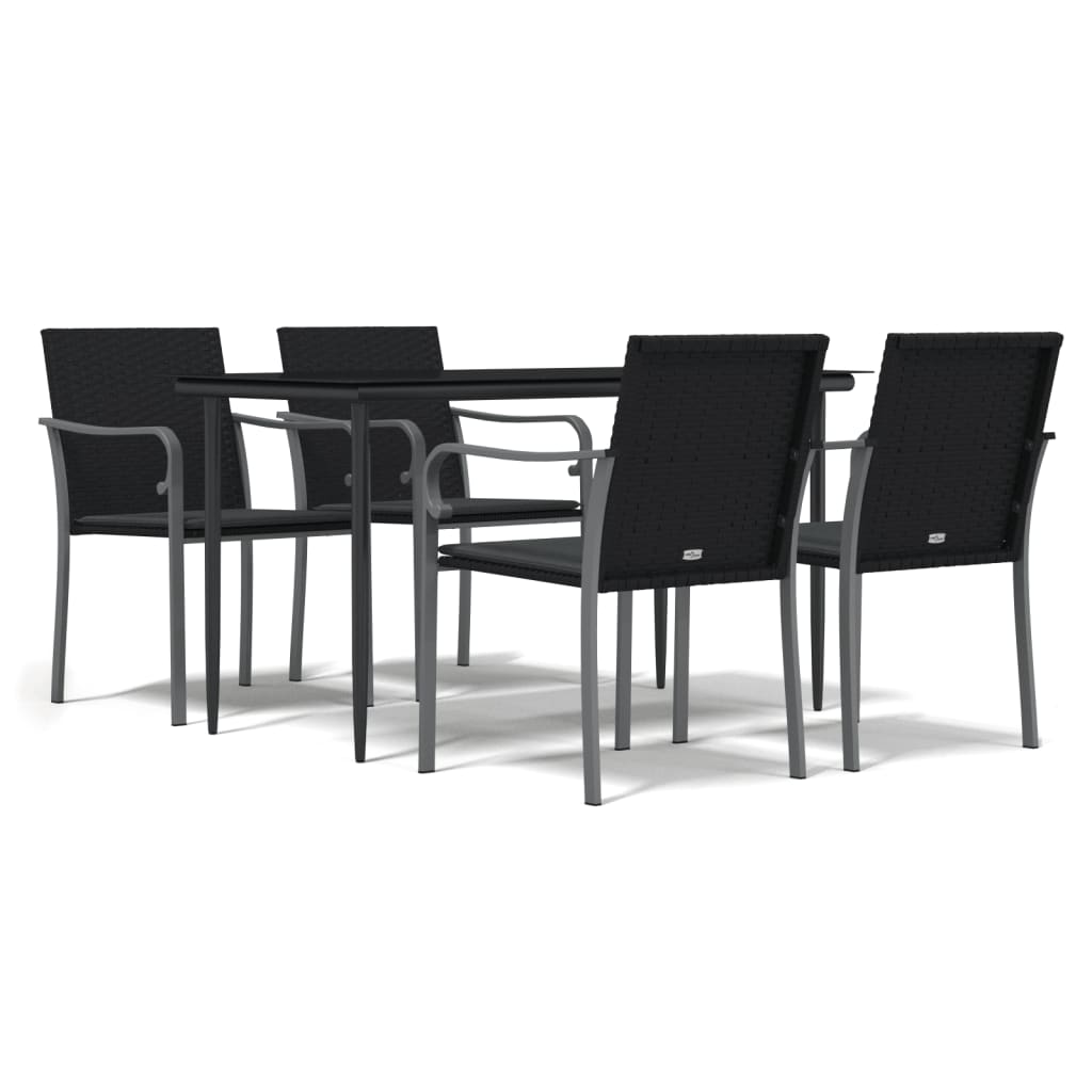 5-tlg. Garten-Essgruppe mit Kissen Poly Rattan und Stahl