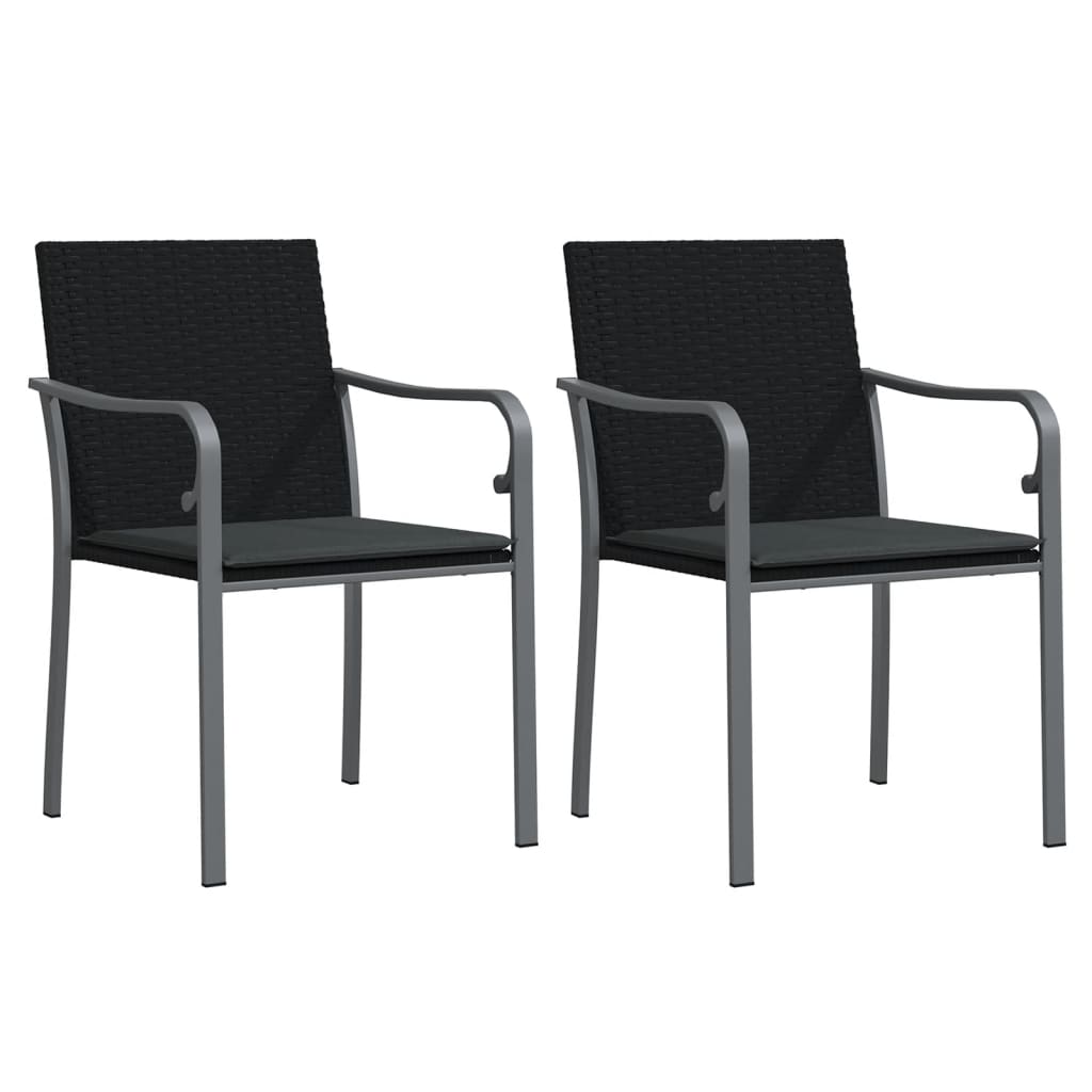 3-tlg. Garten-Essgruppe mit Kissen Poly Rattan und Stahl