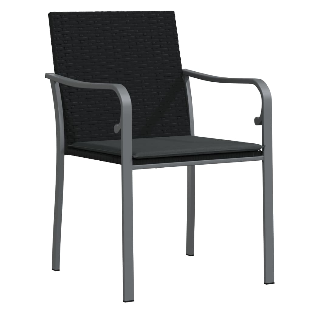 3-tlg. Garten-Essgruppe mit Kissen Poly Rattan und Stahl