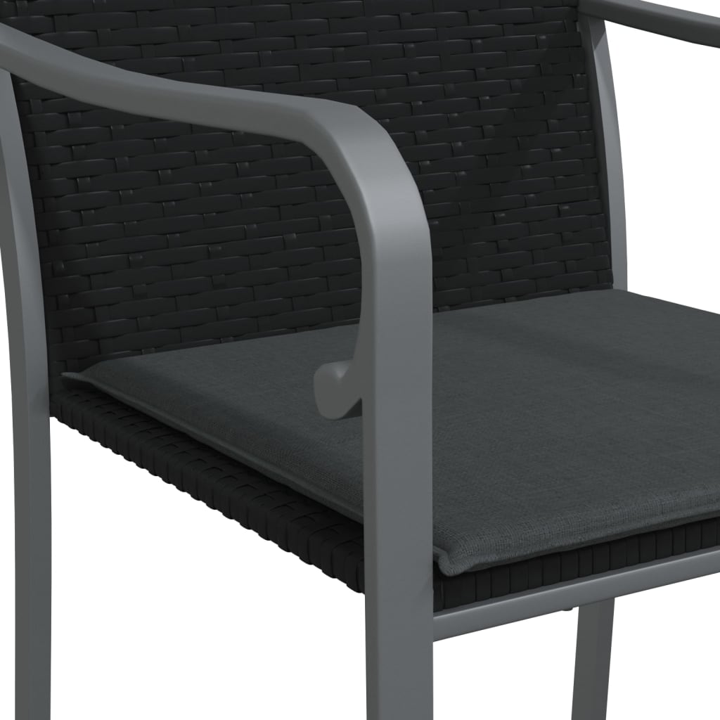3-tlg. Garten-Essgruppe mit Kissen Poly Rattan und Stahl
