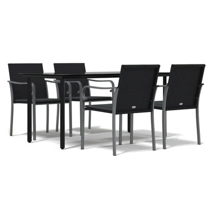 5-tlg. Garten-Essgruppe mit Kissen Poly Rattan und Stahl