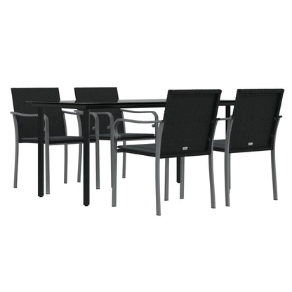 5-tlg. Garten-Essgruppe mit Kissen Poly Rattan und Stahl