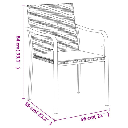 5-tlg. Garten-Essgruppe mit Kissen Poly Rattan und Stahl