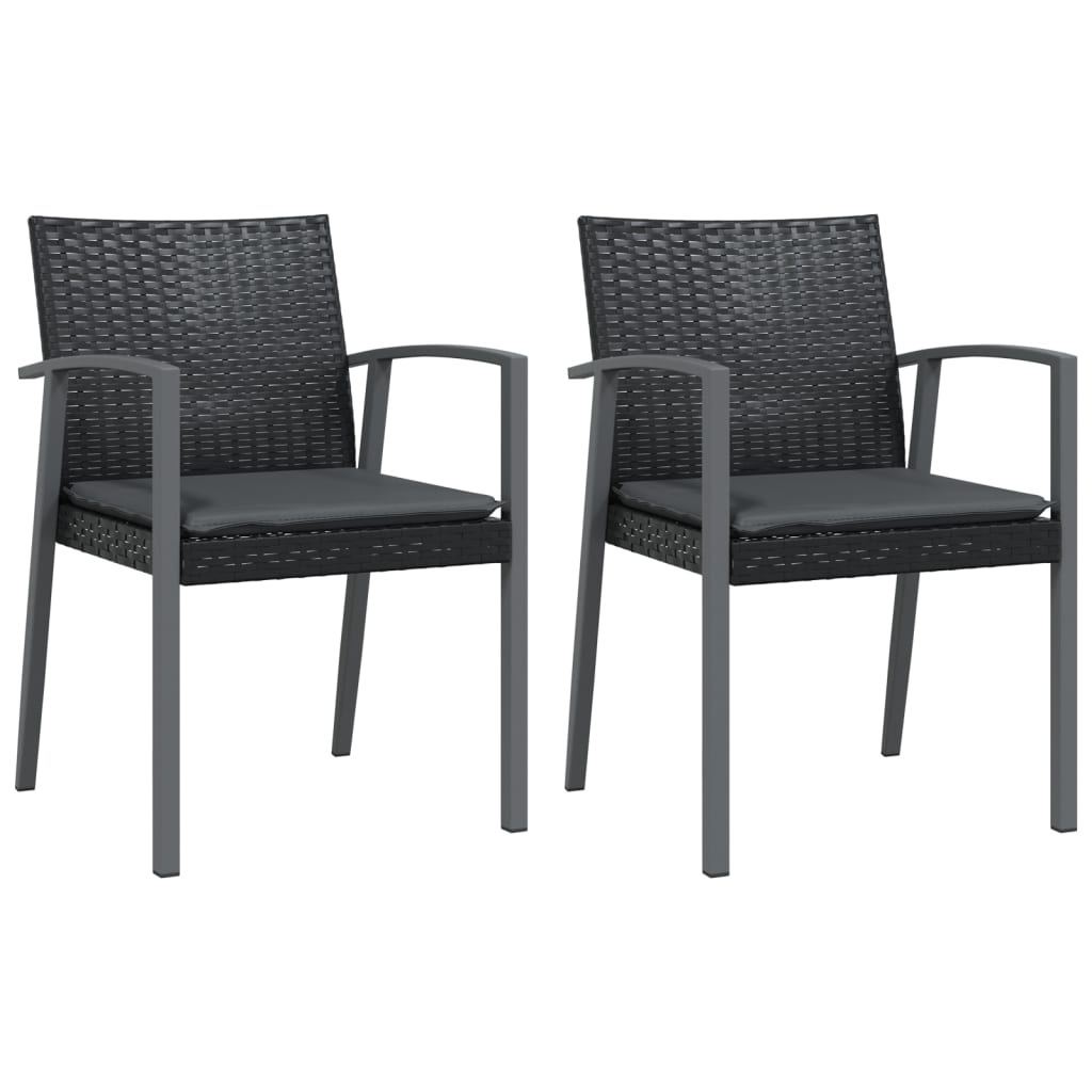 3-tlg. Garten-Essgruppe mit Kissen Poly Rattan und Stahl