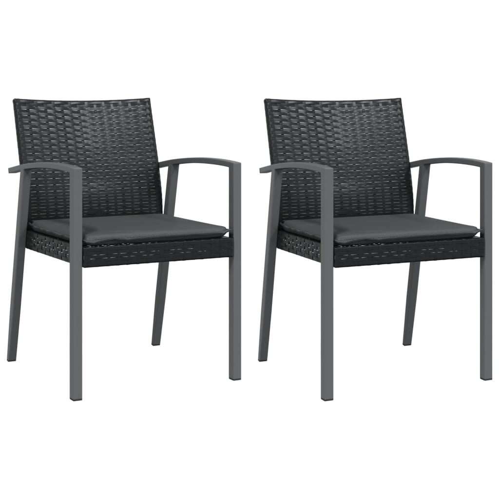 3-tlg. Garten-Essgruppe mit Kissen Poly Rattan und Stahl