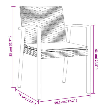 3-tlg. Garten-Essgruppe mit Kissen Poly Rattan und Stahl