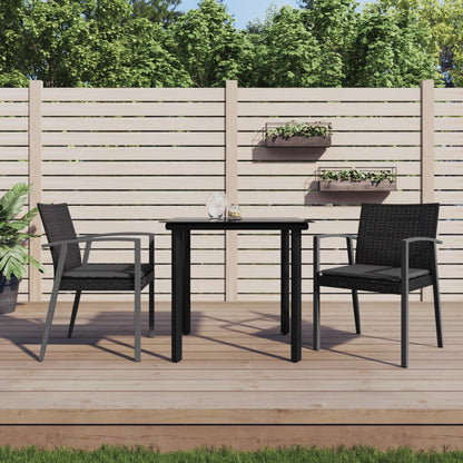 3-tlg. Garten-Essgruppe mit Kissen Poly Rattan und Stahl