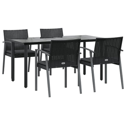 5-tlg. Garten-Essgruppe mit Kissen Poly Rattan und Stahl