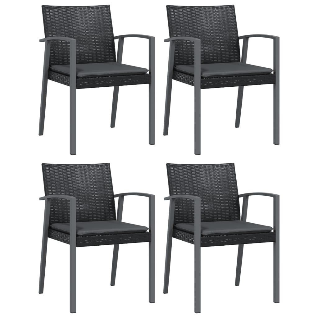 5-tlg. Garten-Essgruppe mit Kissen Poly Rattan und Stahl