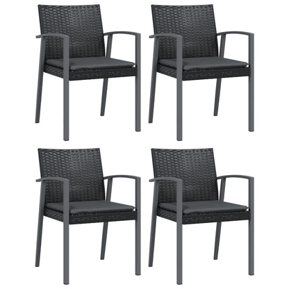 5-tlg. Garten-Essgruppe mit Kissen Poly Rattan und Stahl
