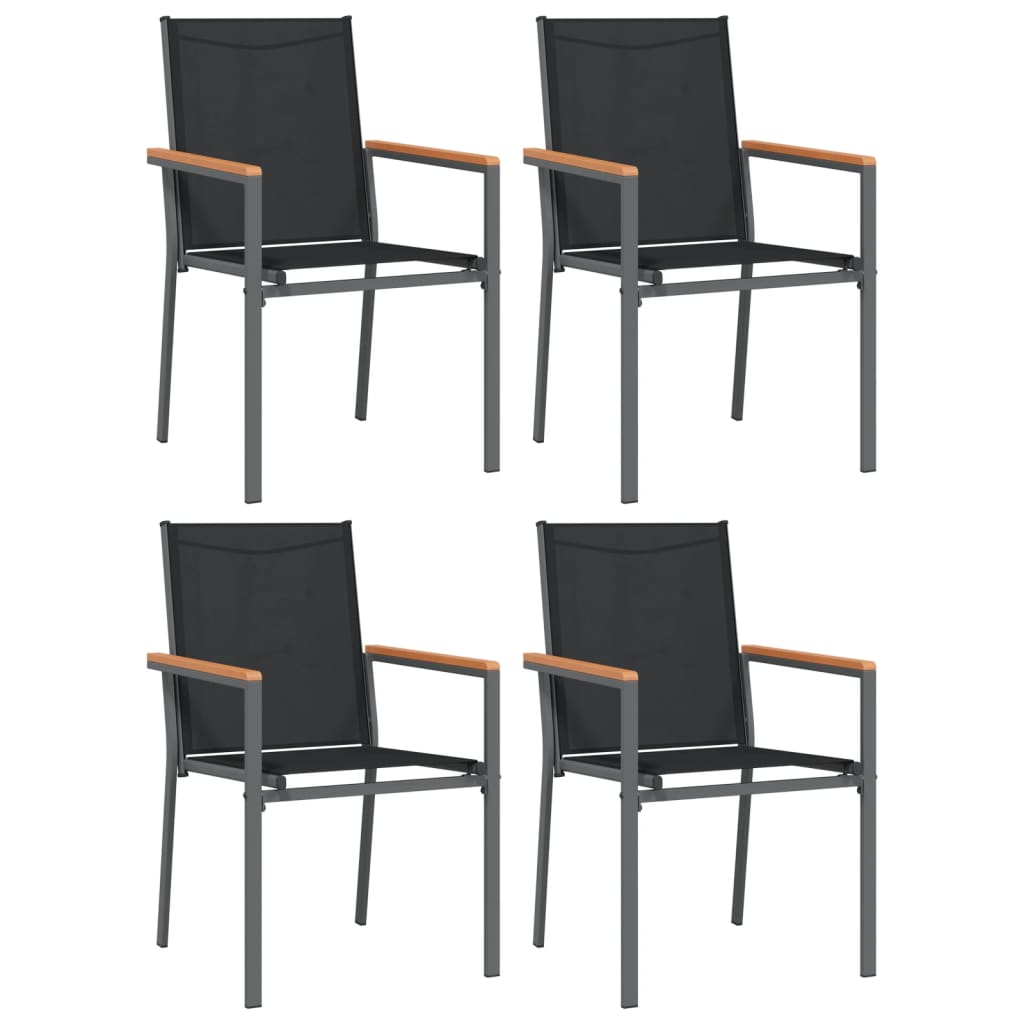 5-tlg. Garten-Essgruppe Schwarz Textilene und Stahl