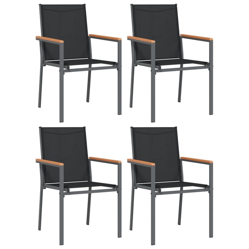 5-tlg. Garten-Essgruppe Schwarz Textilene und Stahl