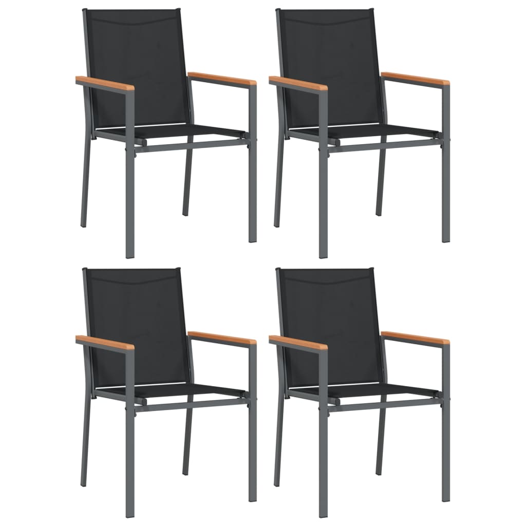 5-tlg. Garten-Essgruppe Schwarz Textilene und Stahl