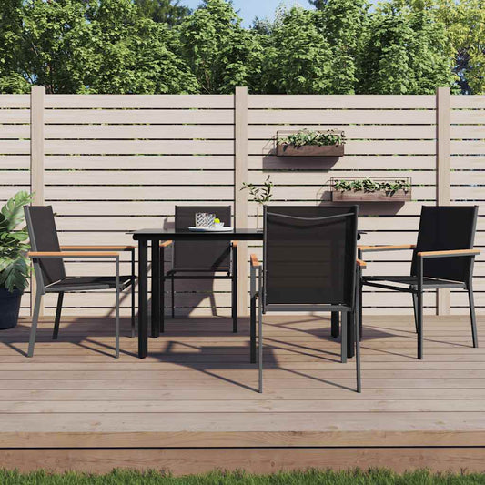 5-tlg. Garten-Essgruppe Schwarz Textilene und Stahl