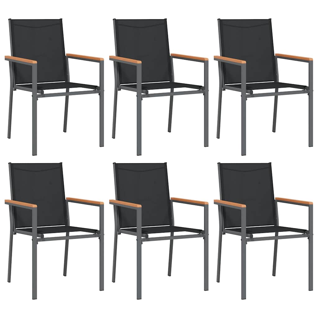 7-tlg. Garten-Essgruppe Schwarz Textilene und Stahl