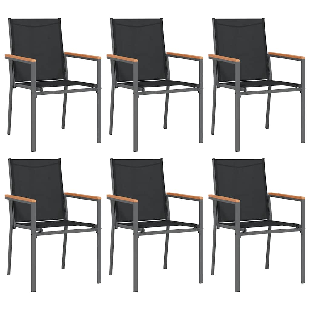 7-tlg. Garten-Essgruppe Schwarz Textilene und Stahl