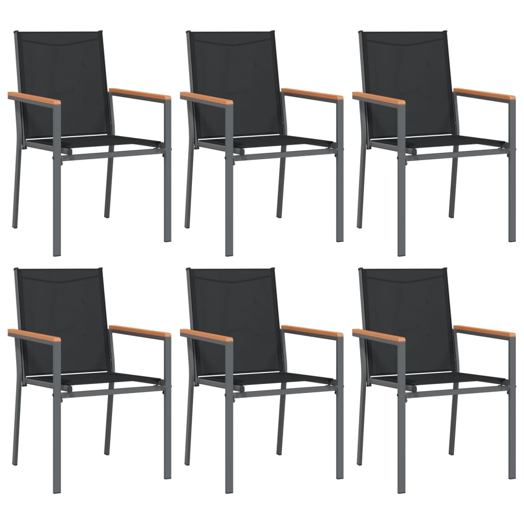 7-tlg. Garten-Essgruppe Schwarz Textilene und Stahl