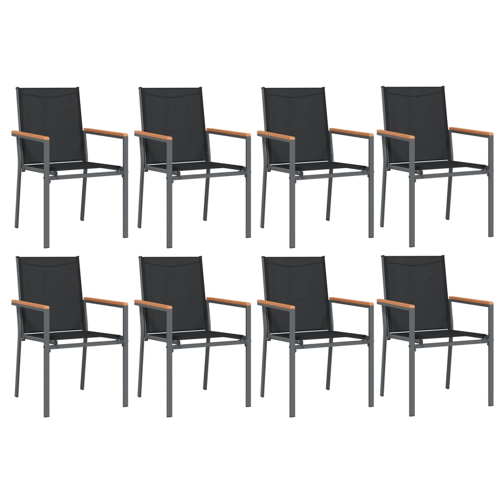 9-tlg. Garten-Essgruppe Schwarz Textilene und Stahl