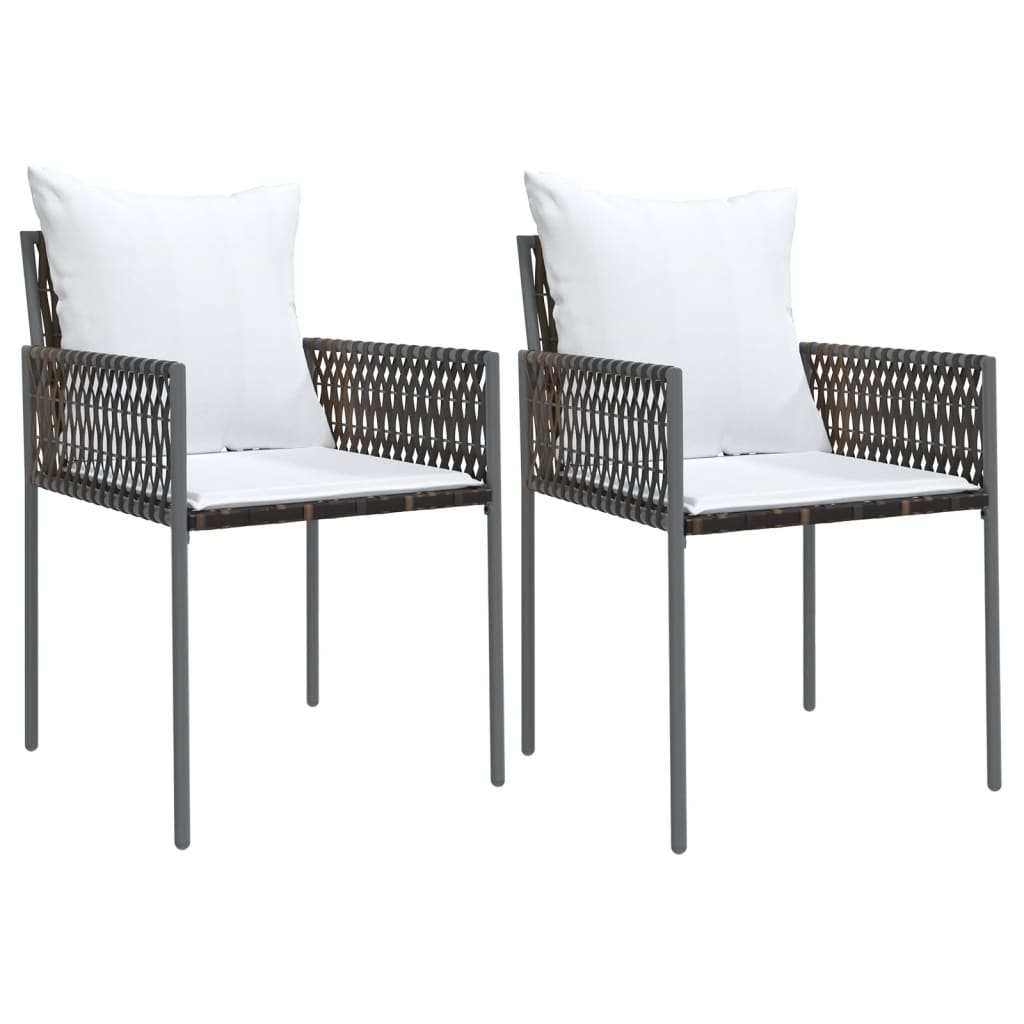 3-tlg. Garten-Essgruppe mit Kissen Poly Rattan und Stahl