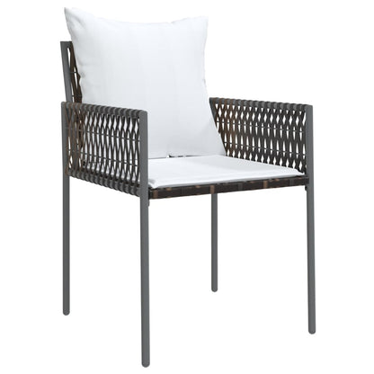 3-tlg. Garten-Essgruppe mit Kissen Poly Rattan und Stahl