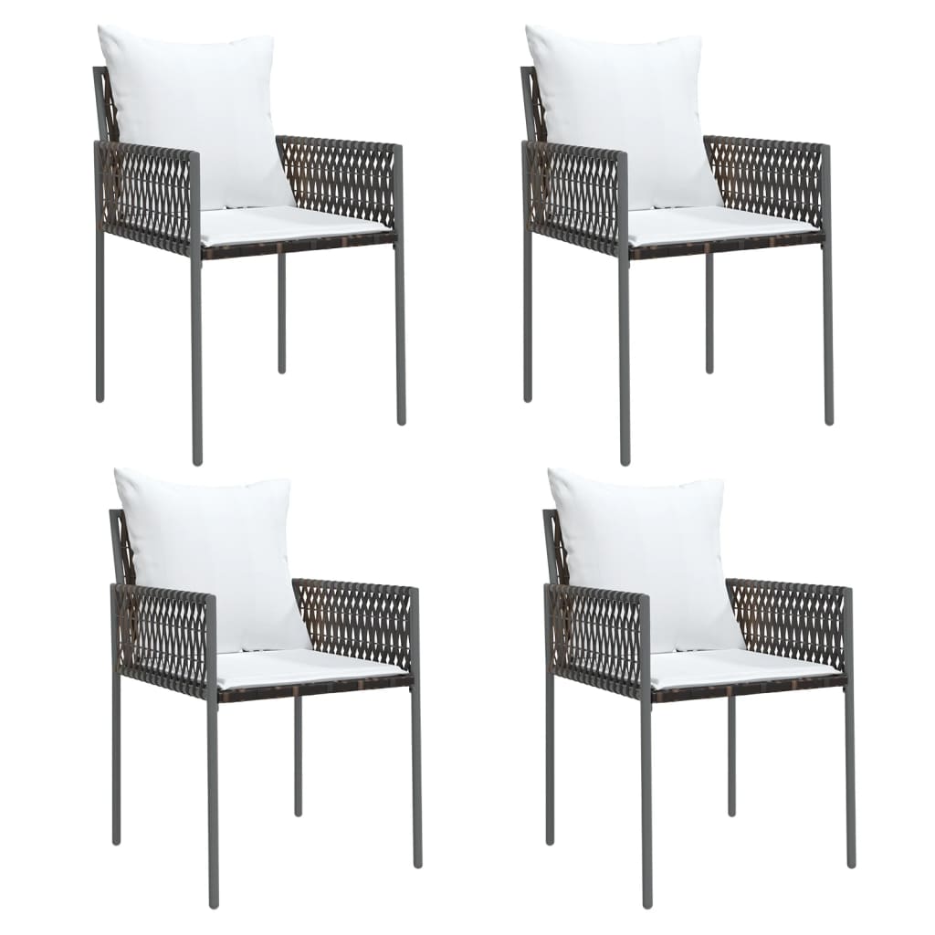 5-tlg. Garten-Essgruppe mit Kissen Poly Rattan und Stahl