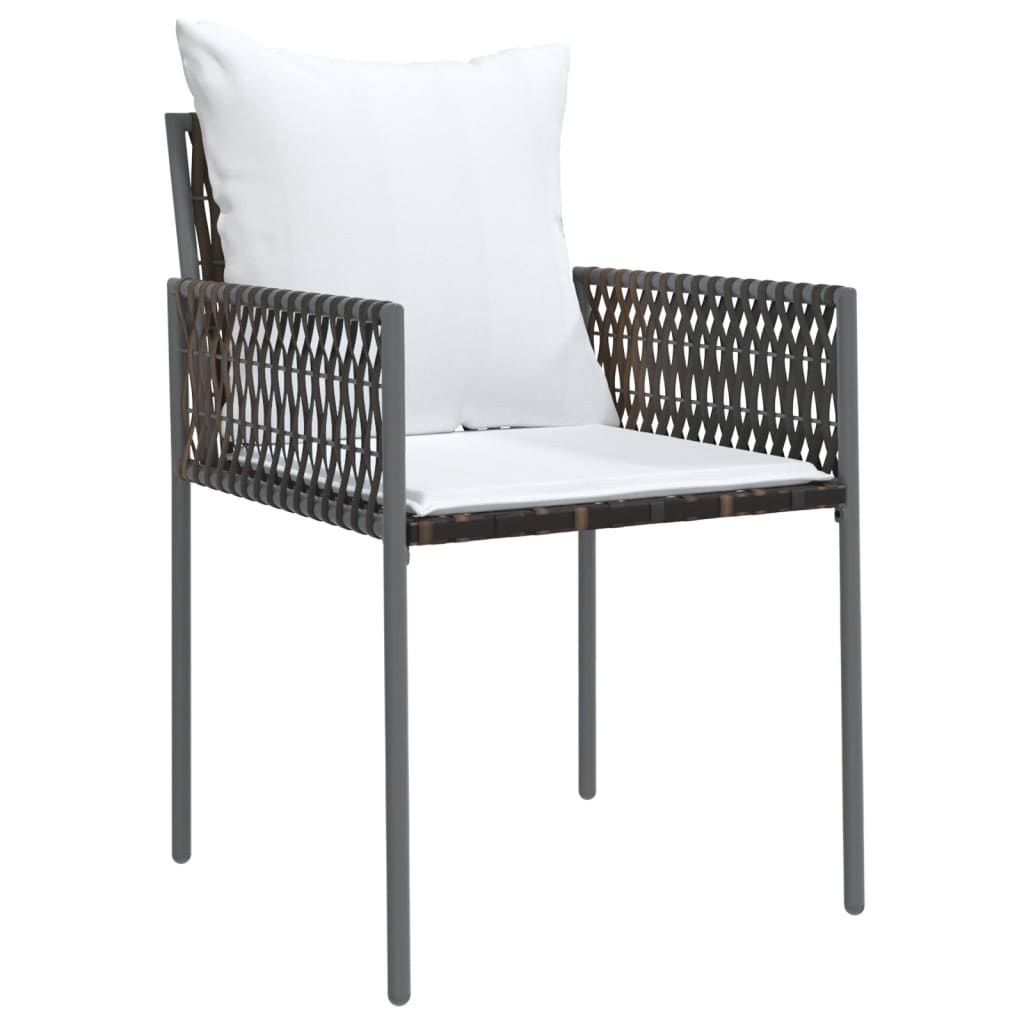 5-tlg. Garten-Essgruppe mit Kissen Poly Rattan und Stahl