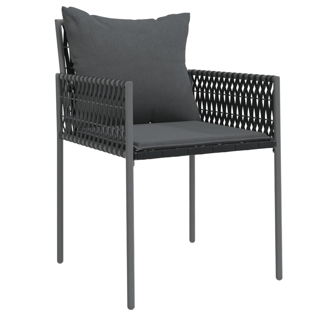 5-tlg. Garten-Essgruppe mit Kissen Poly Rattan und Stahl