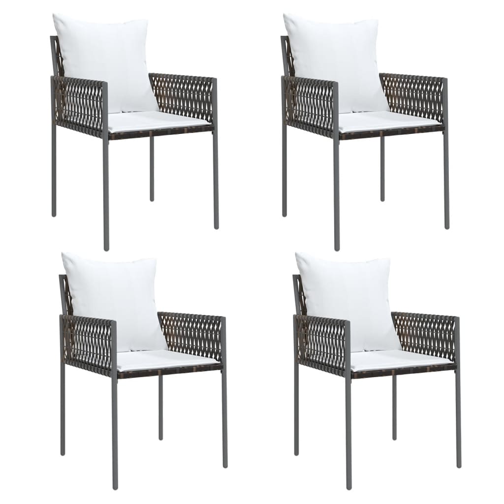 5-tlg. Garten-Essgruppe mit Kissen Poly Rattan und Stahl